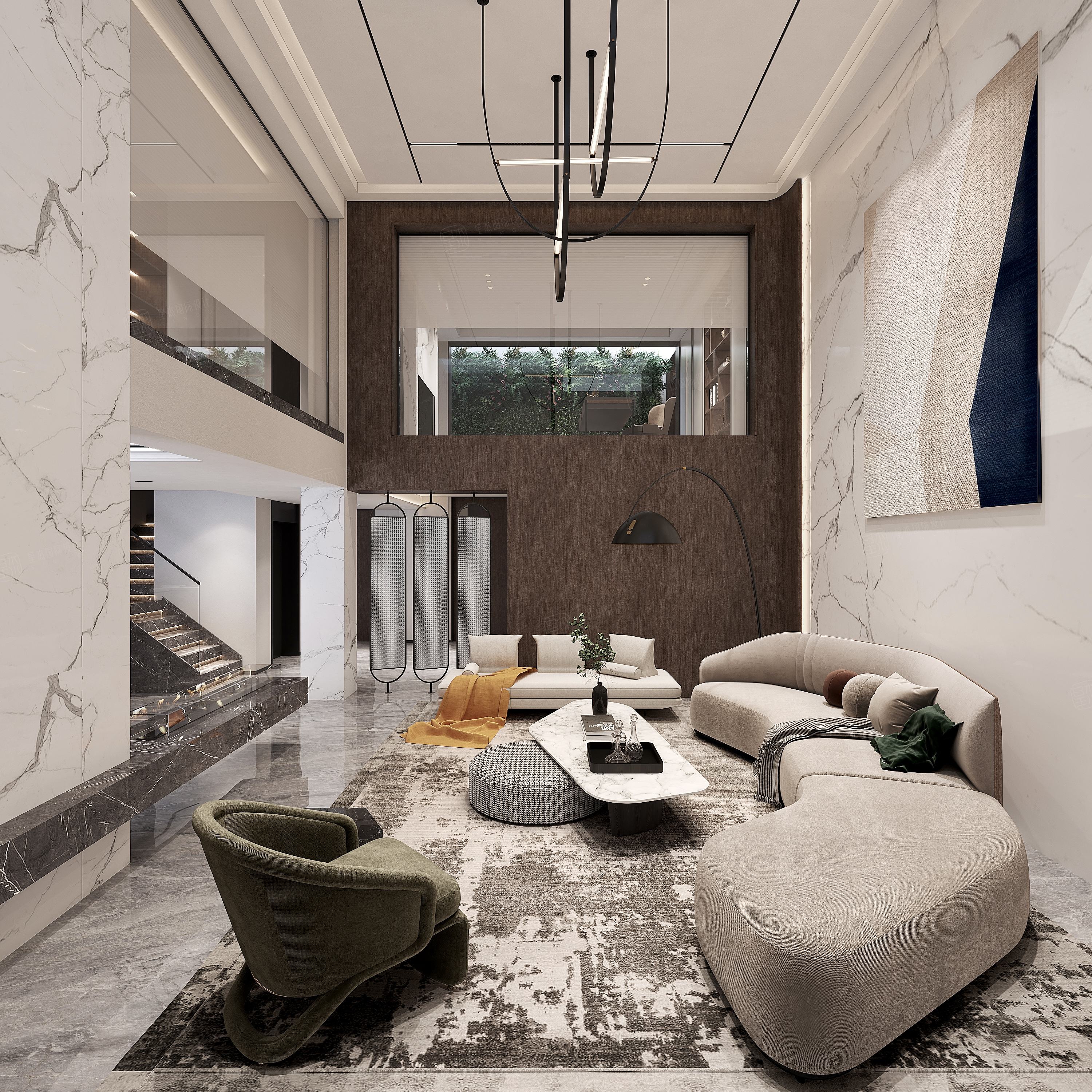 怡沁园 现代简约装修会客厅效果图