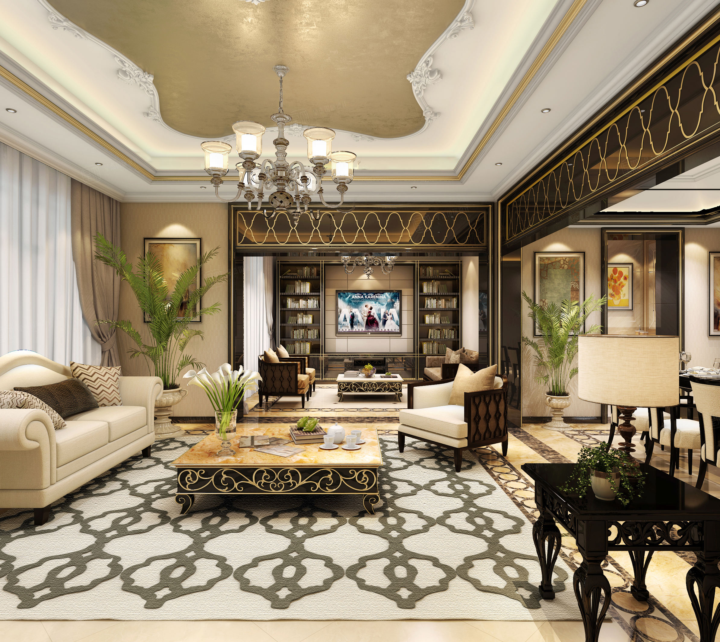 古北中央花园 欧式装修客厅效果图