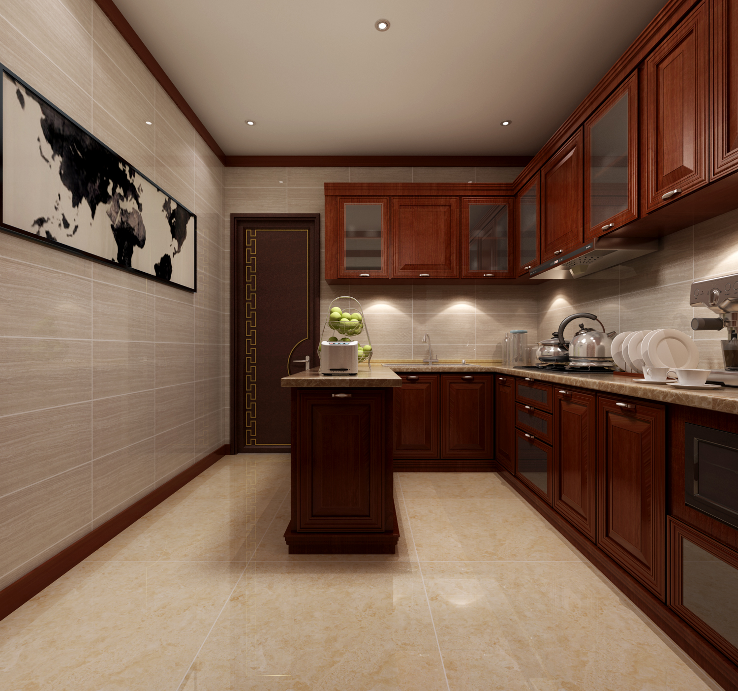 新中式开放厨房效果图图片