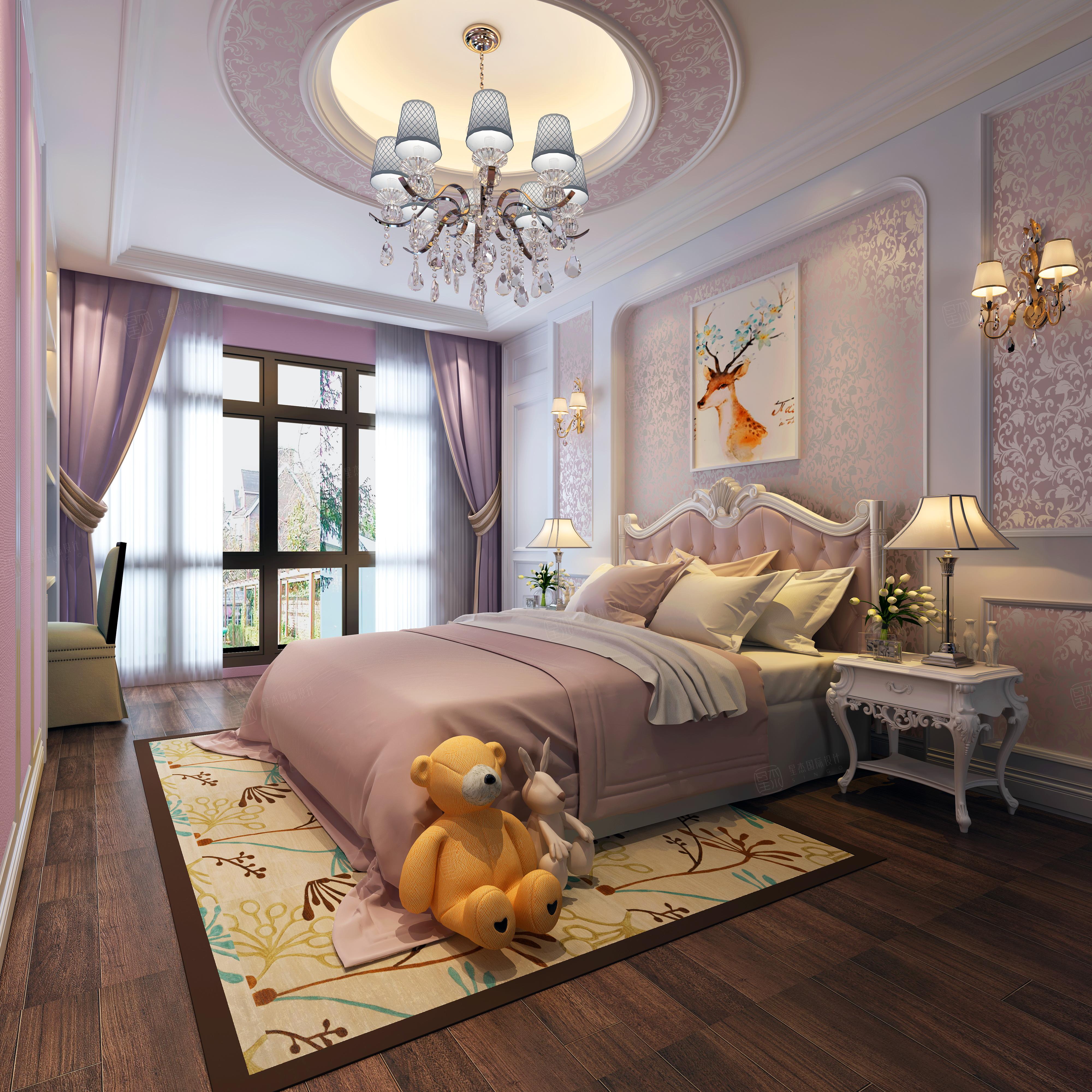 宁波案例库 东方一品 欧式装修女孩房效果图