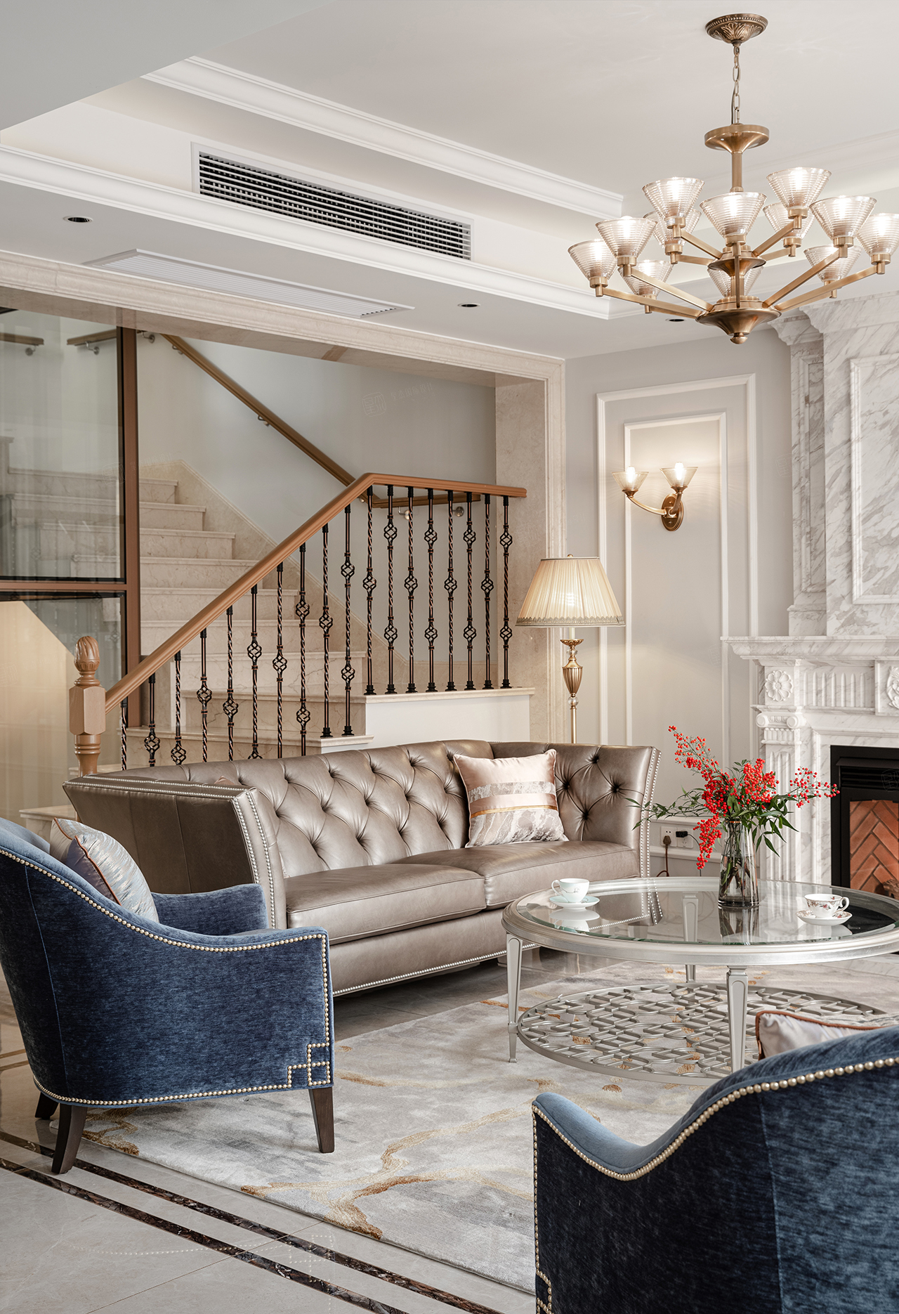 实景-揽海高尔夫 美式轻奢装修效果图