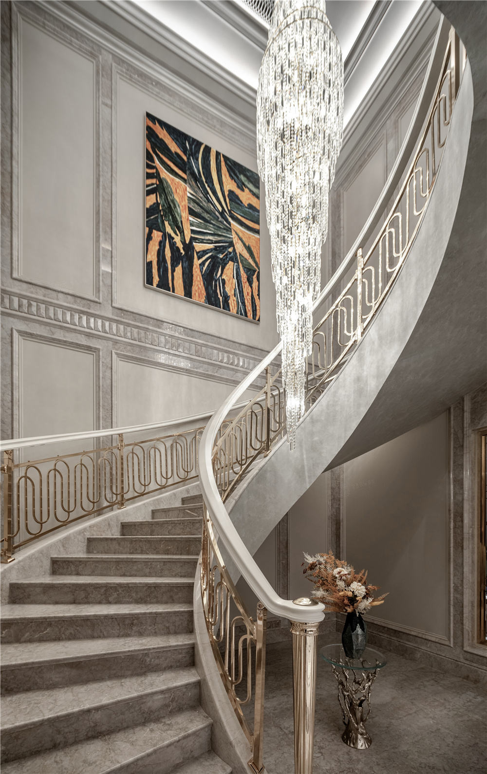 绿城蓝庭 法式轻奢 装修楼梯效果图