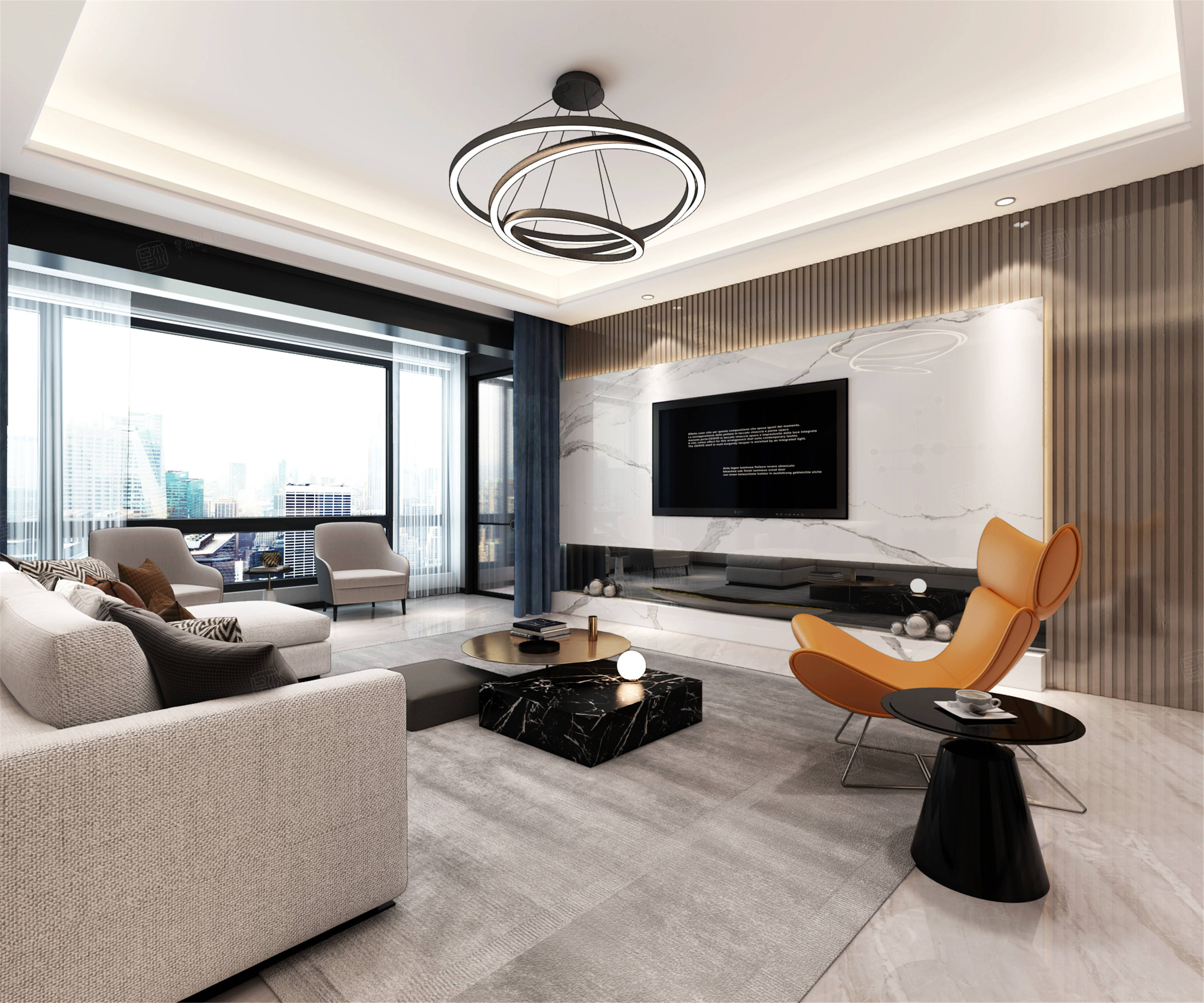 尚海郦景装修效果图_大平层装修价格费用-上海星杰别墅装修公司