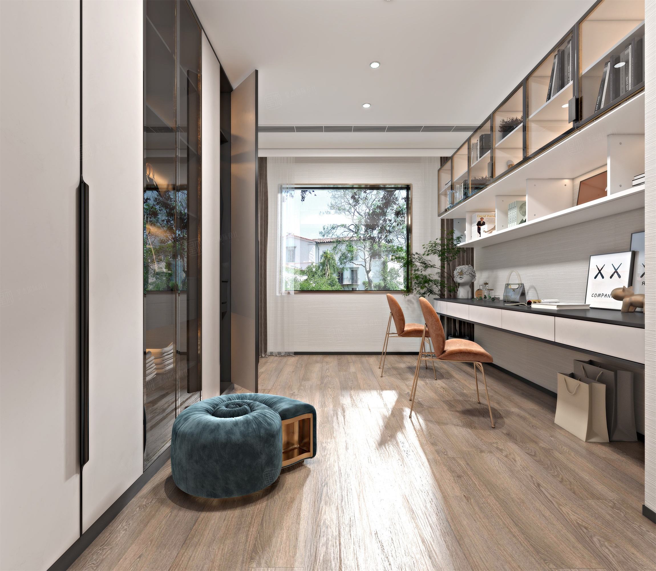 长泰西郊 现代风格装修书房效果图