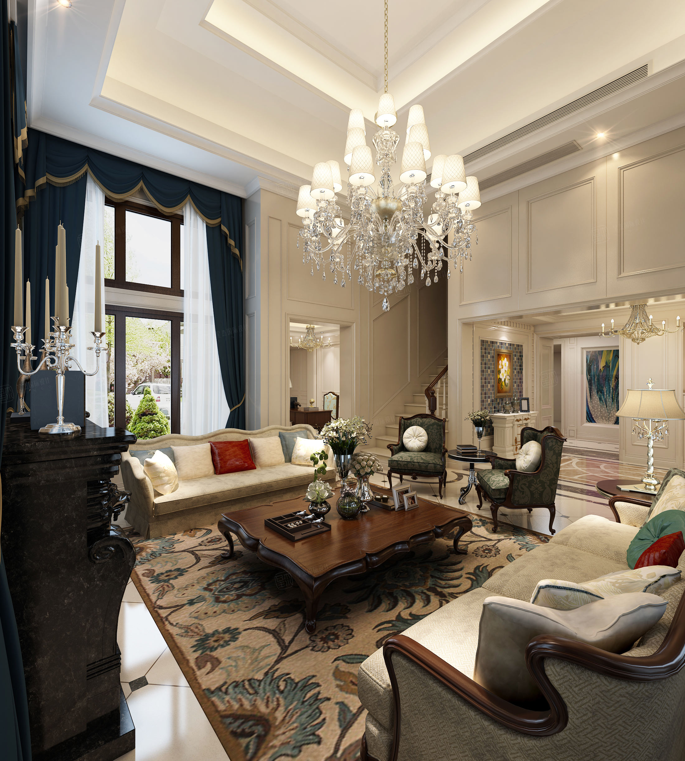 法式 装修客厅效果图