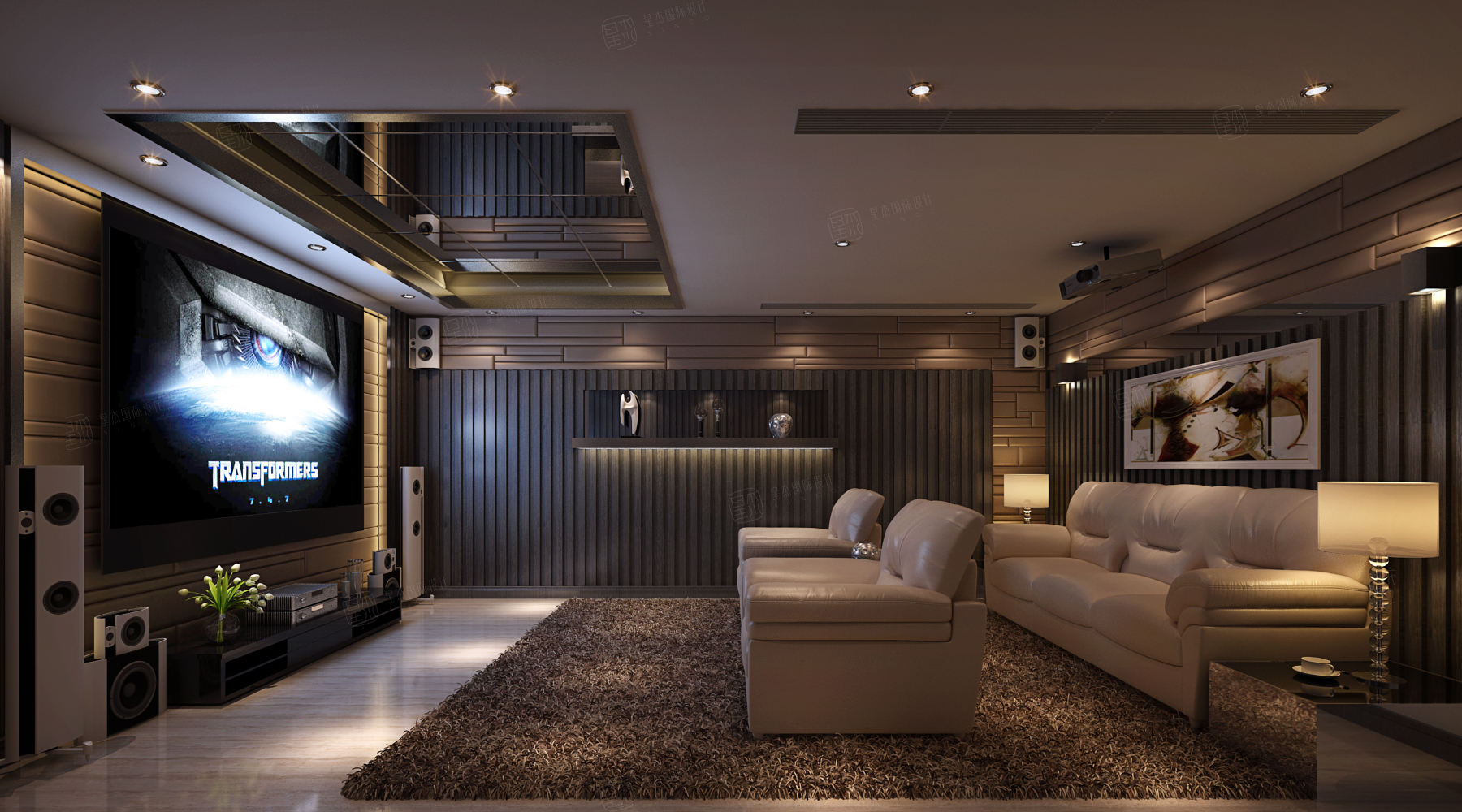 绿地梧桐院 现代简约装修影音室效果图