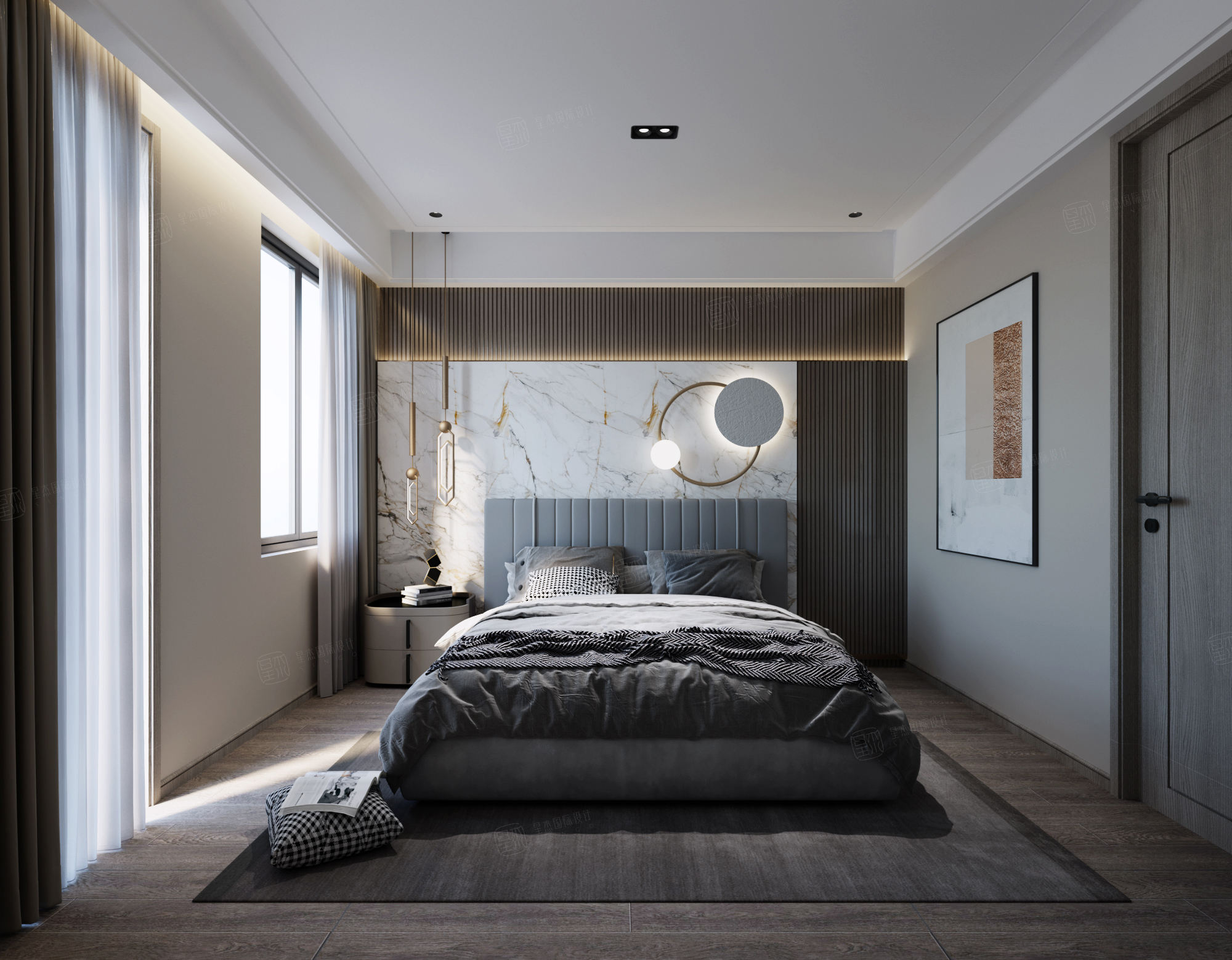 景瑞御府_现代轻奢装修卧室效果图