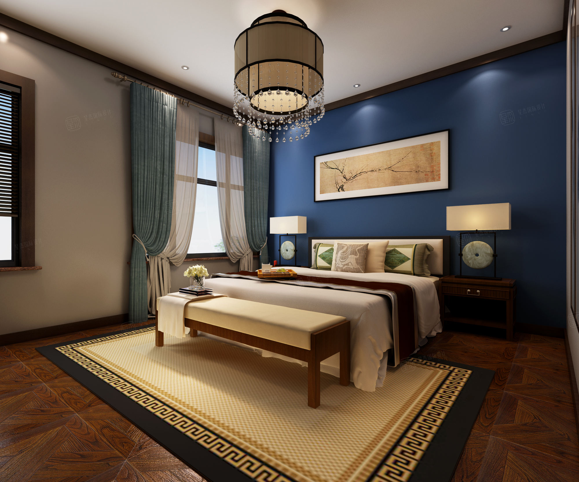 新中式装修卧室效果图