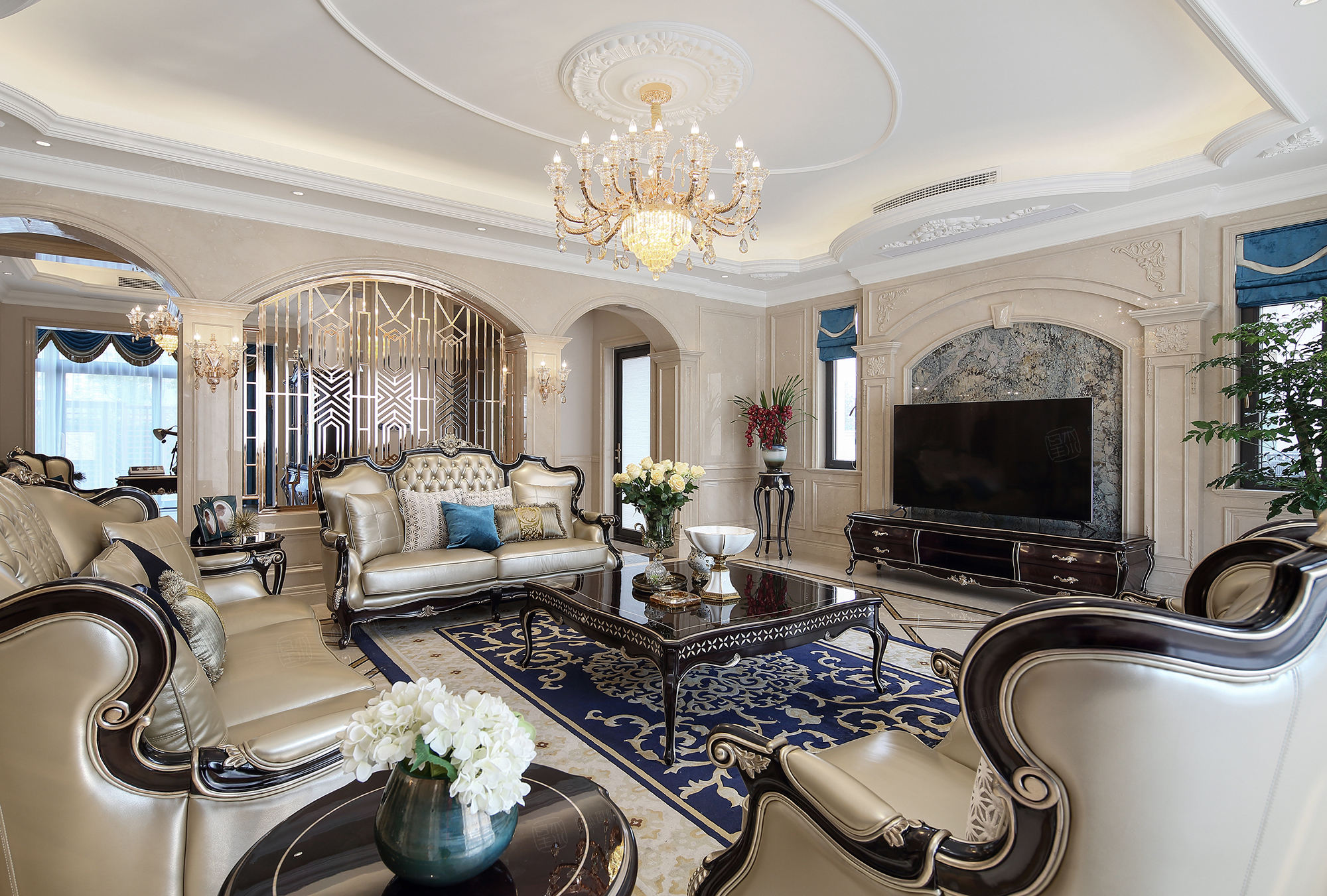 海珀宫爵(实景)_轻奢有度,浪漫刚好装修电视背景墙效果图