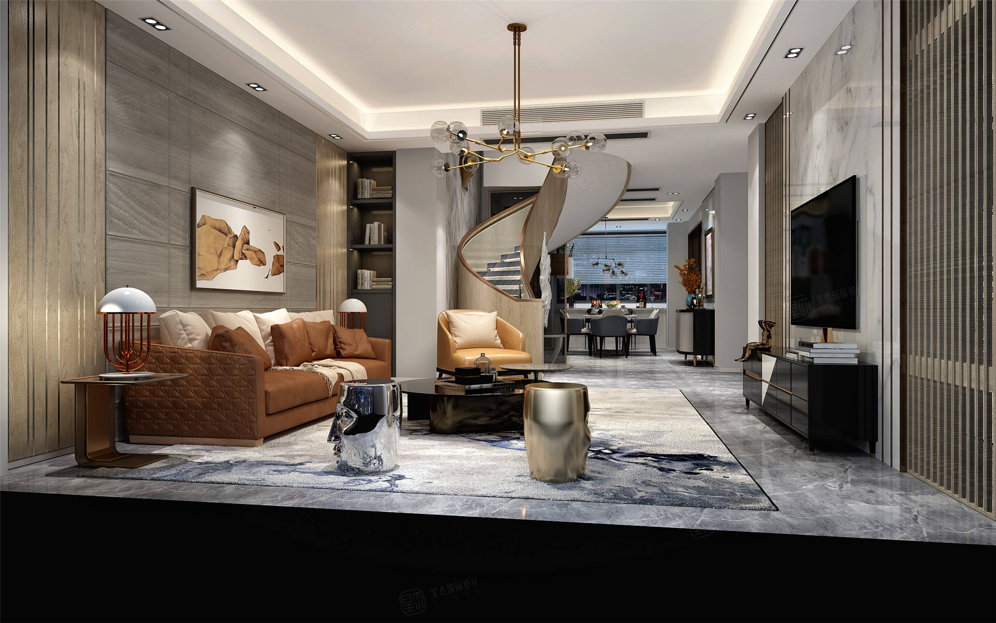 百合苑装修效果图_复式装修价格费用-上海星杰别墅装修公司