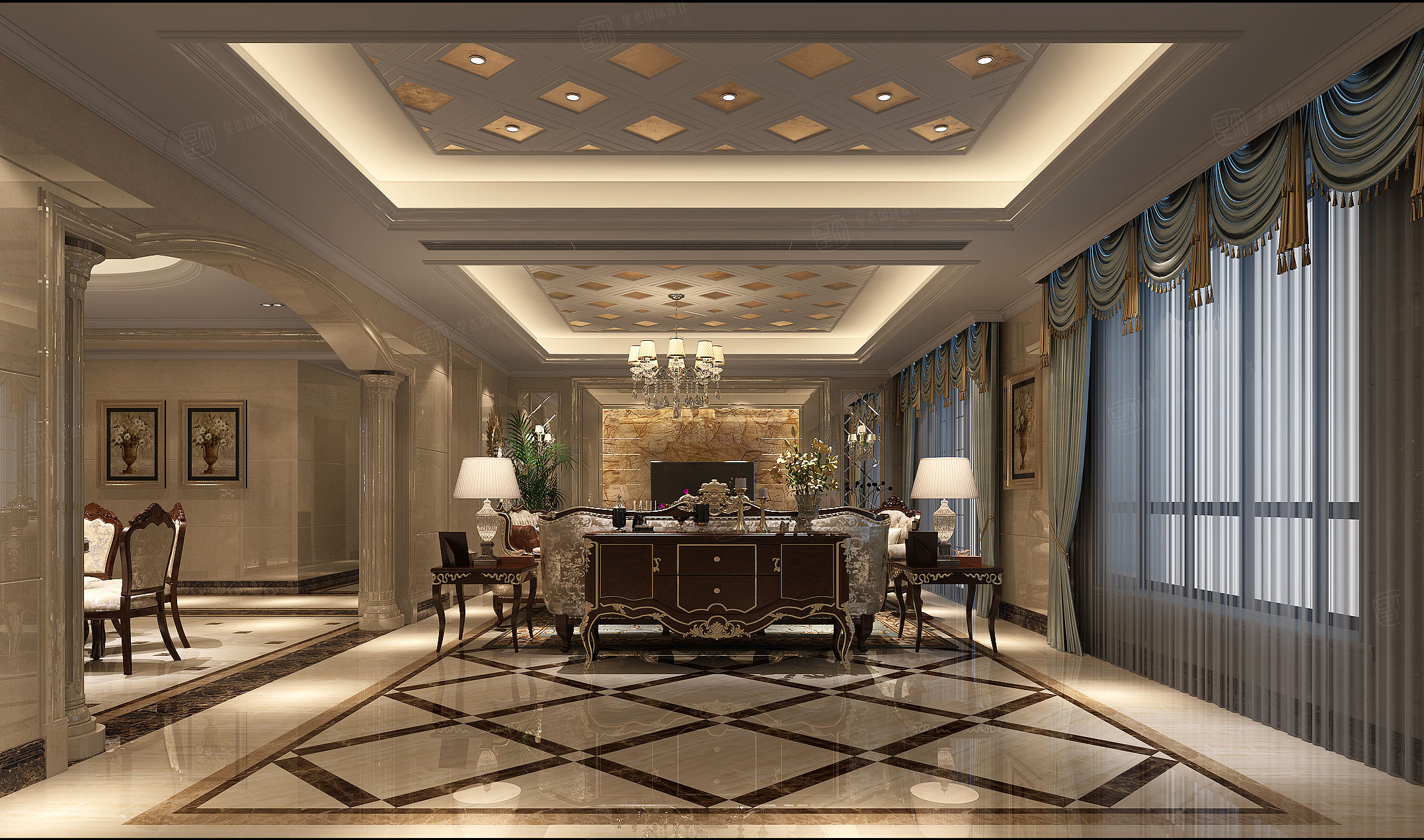 长安府_浪漫的情调简欧 装修效果图_300~500㎡ 大平层 装修价格费用