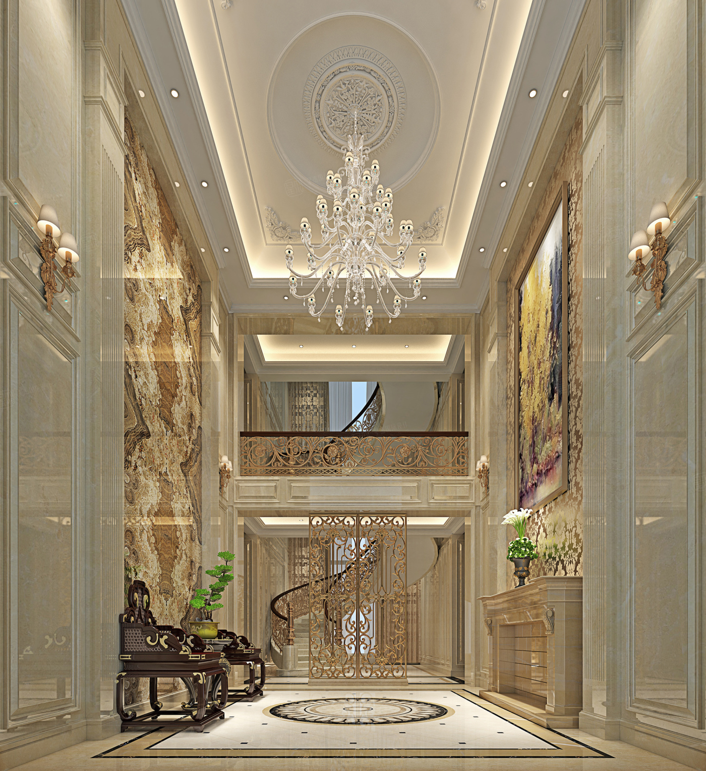 张家港自建别墅_混搭装修效果图