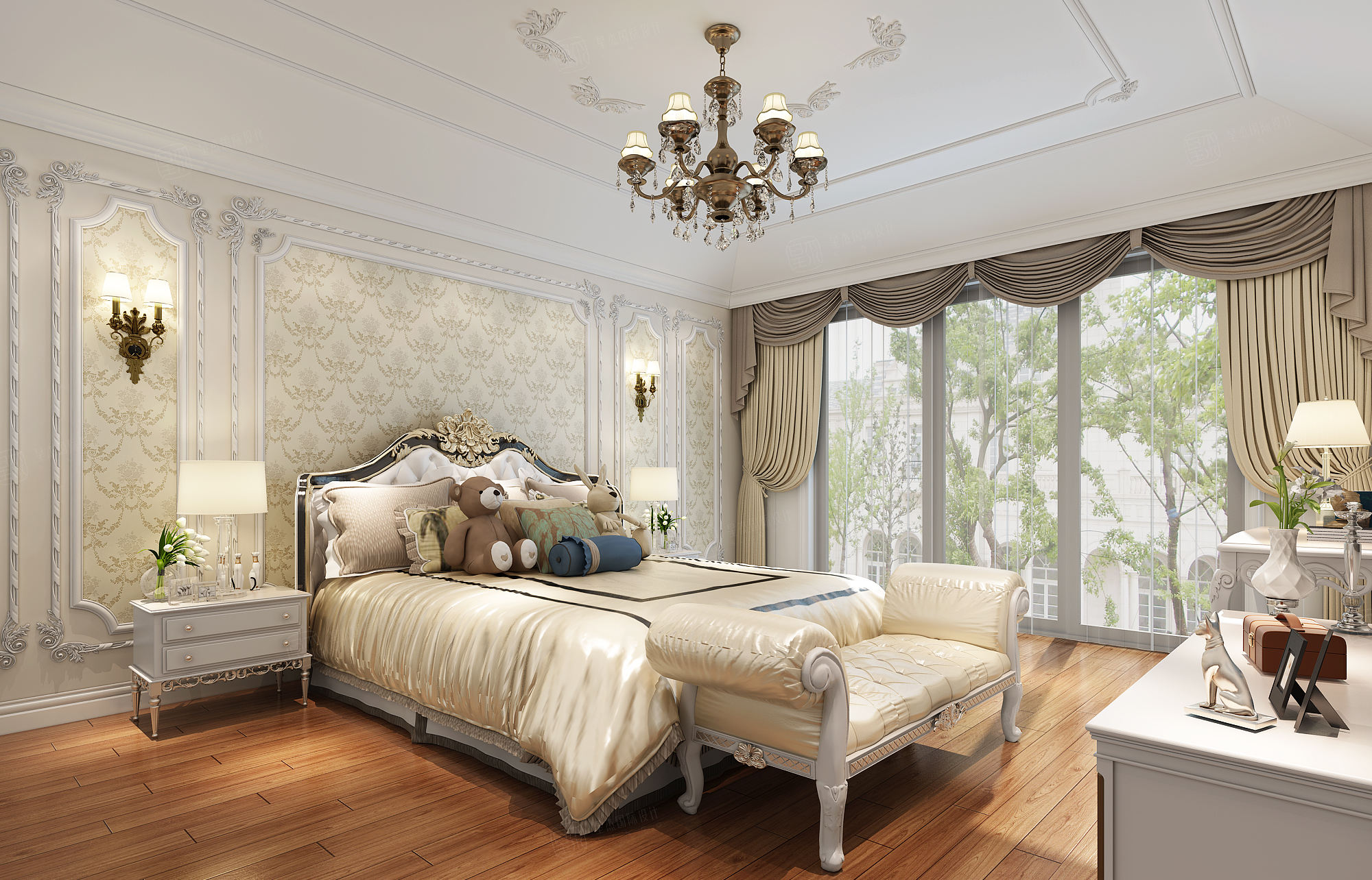 铂珏公馆 法式装修卧室效果图
