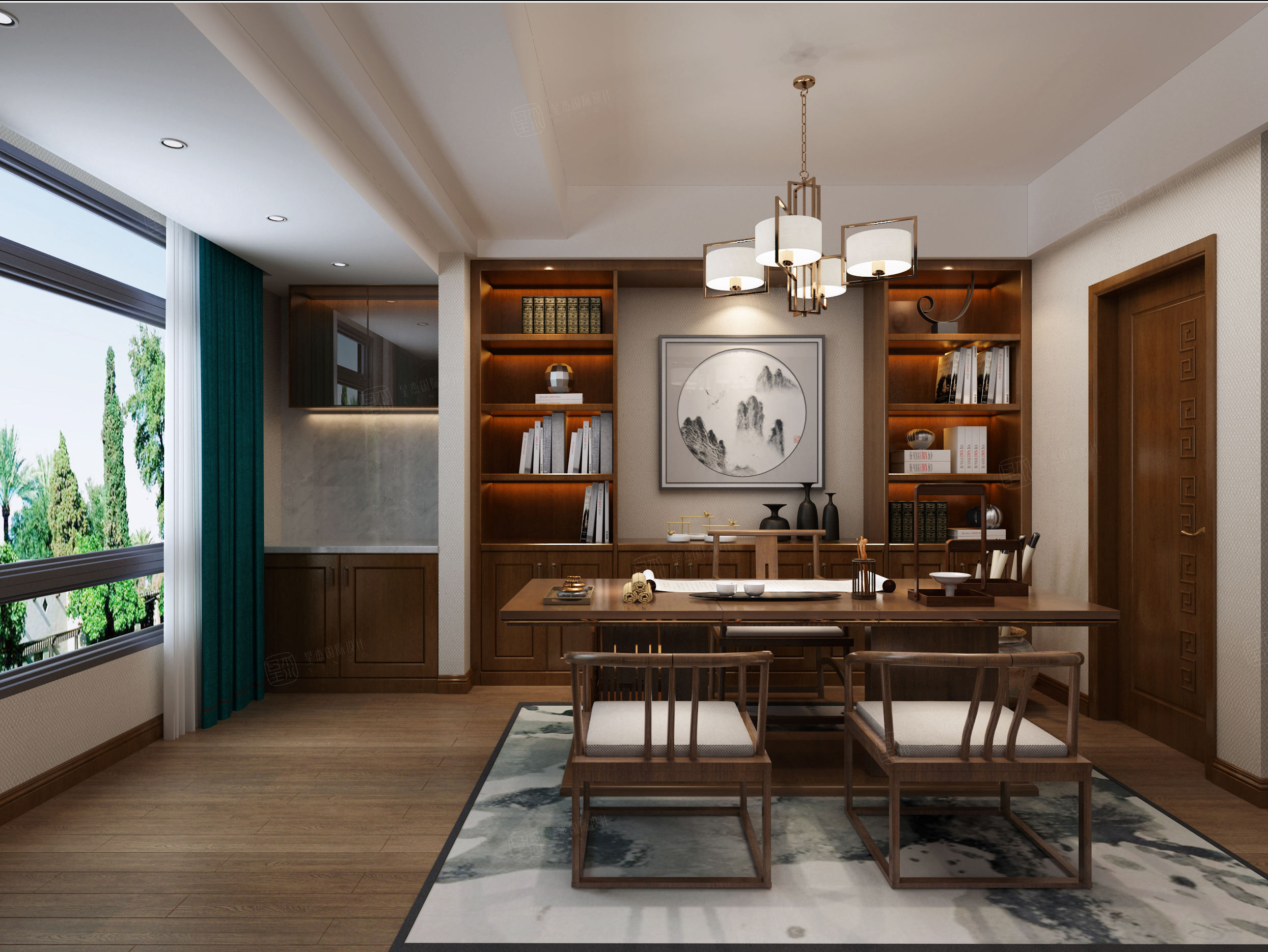 锦绣江南-中式韵味的现代呈现装修书房效果图