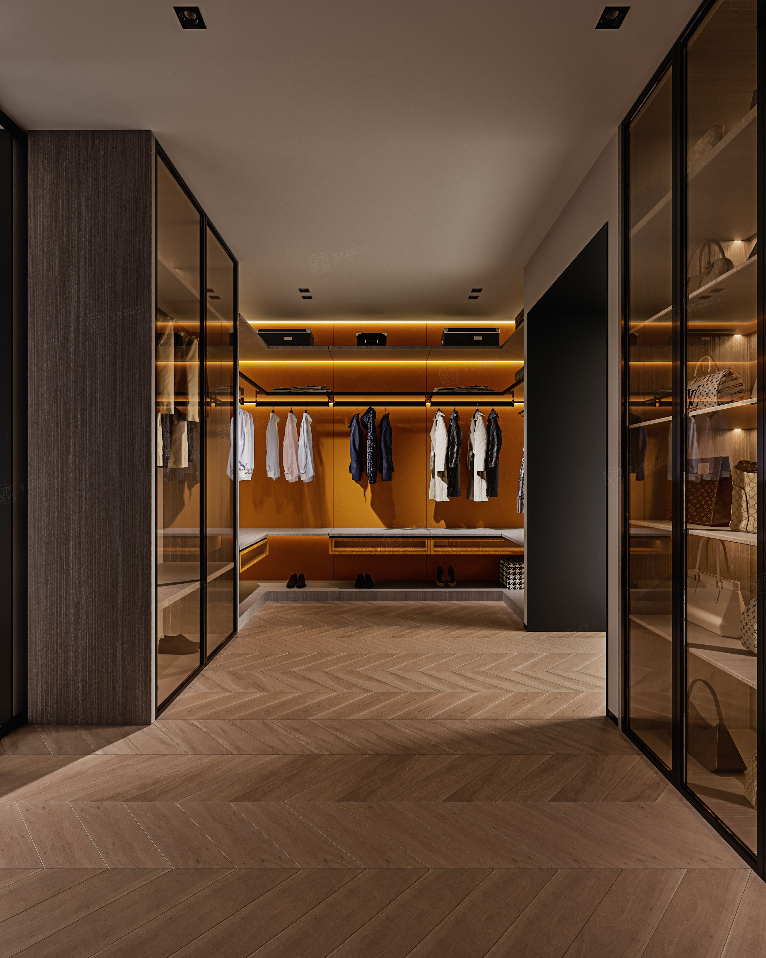 山水壹号 现代简约装修衣帽间效果图