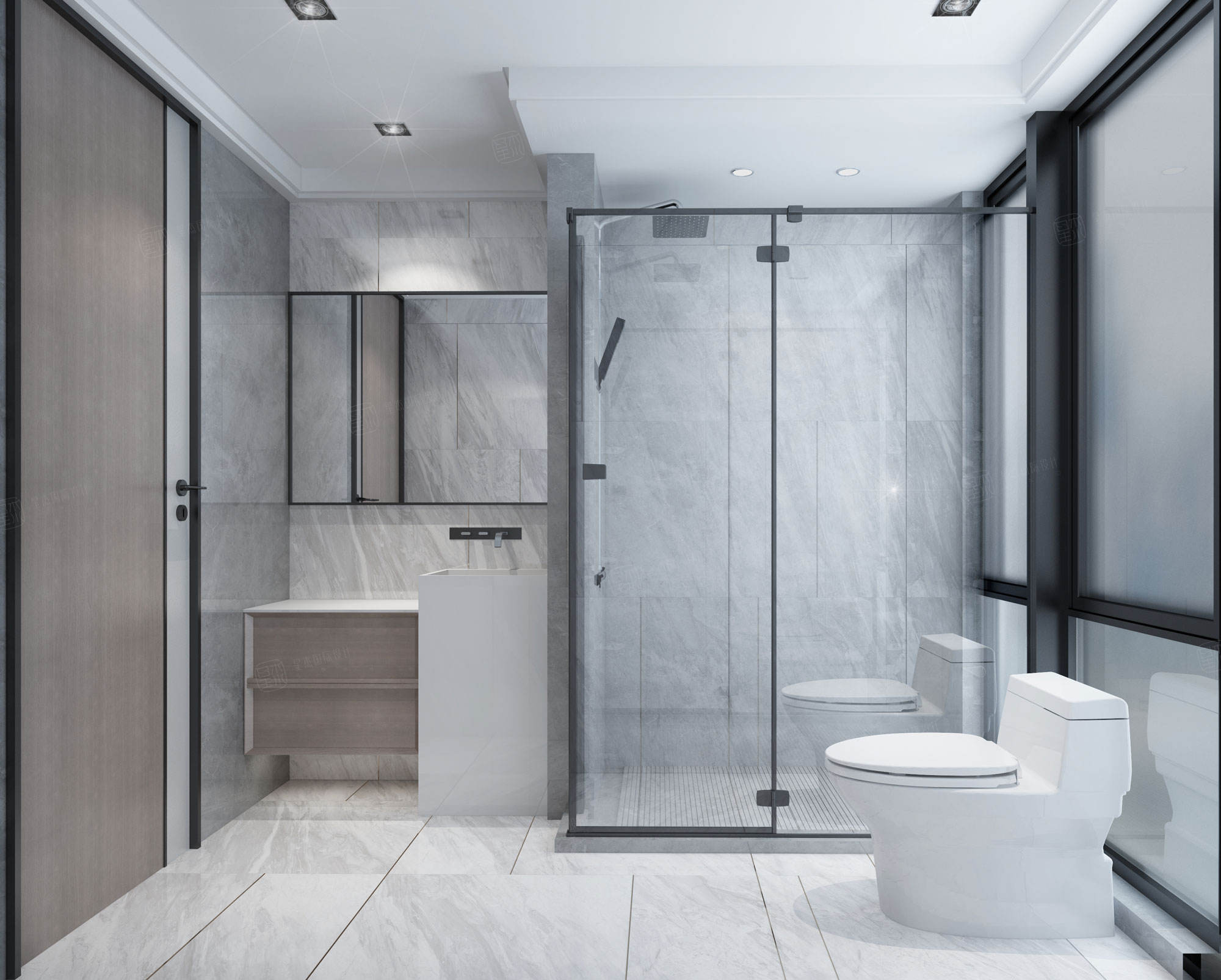 不二| 现代轻奢 | 君临新城装修卫生间效果图