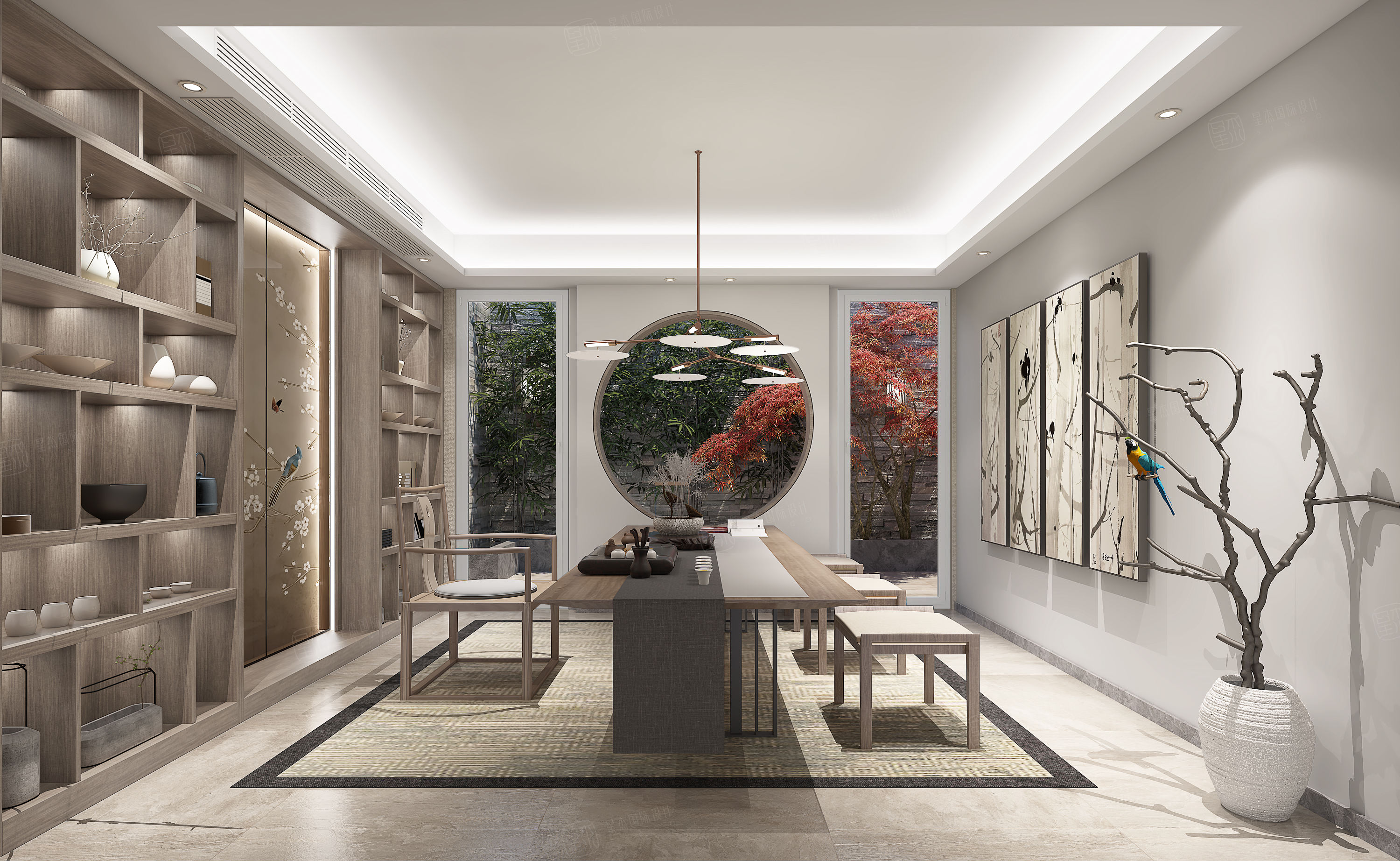 狮山原著-北欧装修茶室效果图