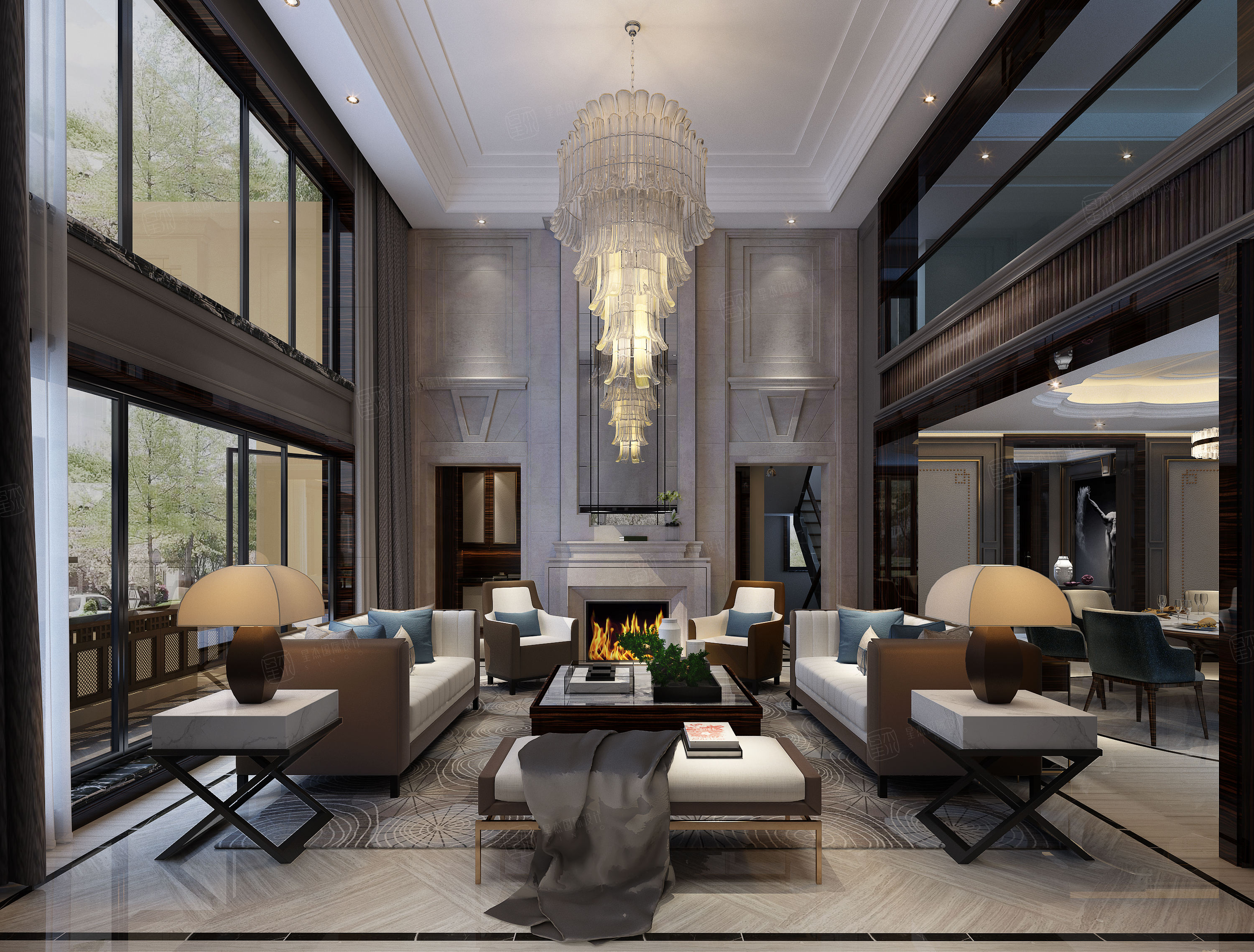 复地北桥城独栋别墅装修-轻奢别墅装修价格