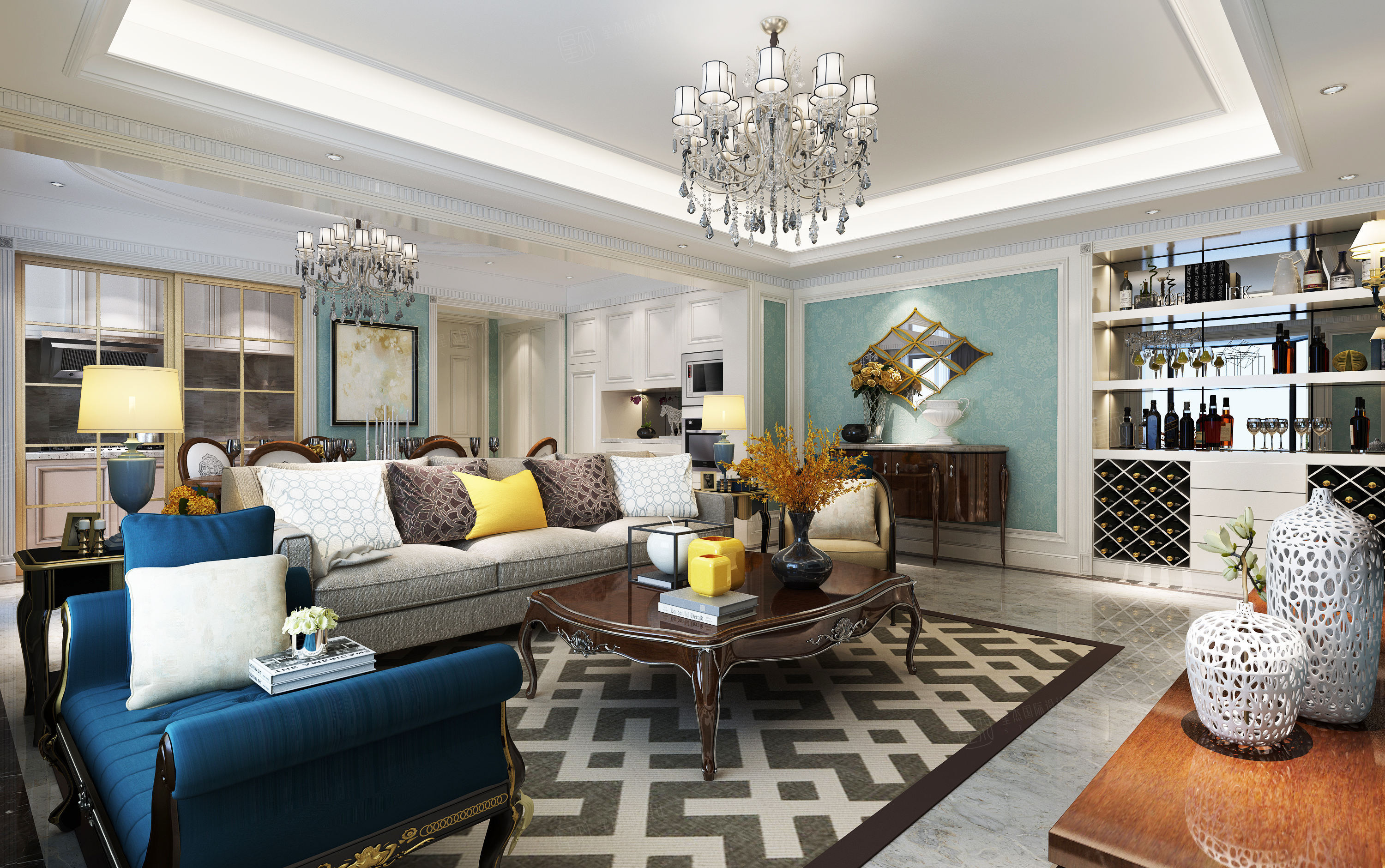 大同花园装修效果图_欧式大平层300㎡以下装修价格费用-上海星杰别墅