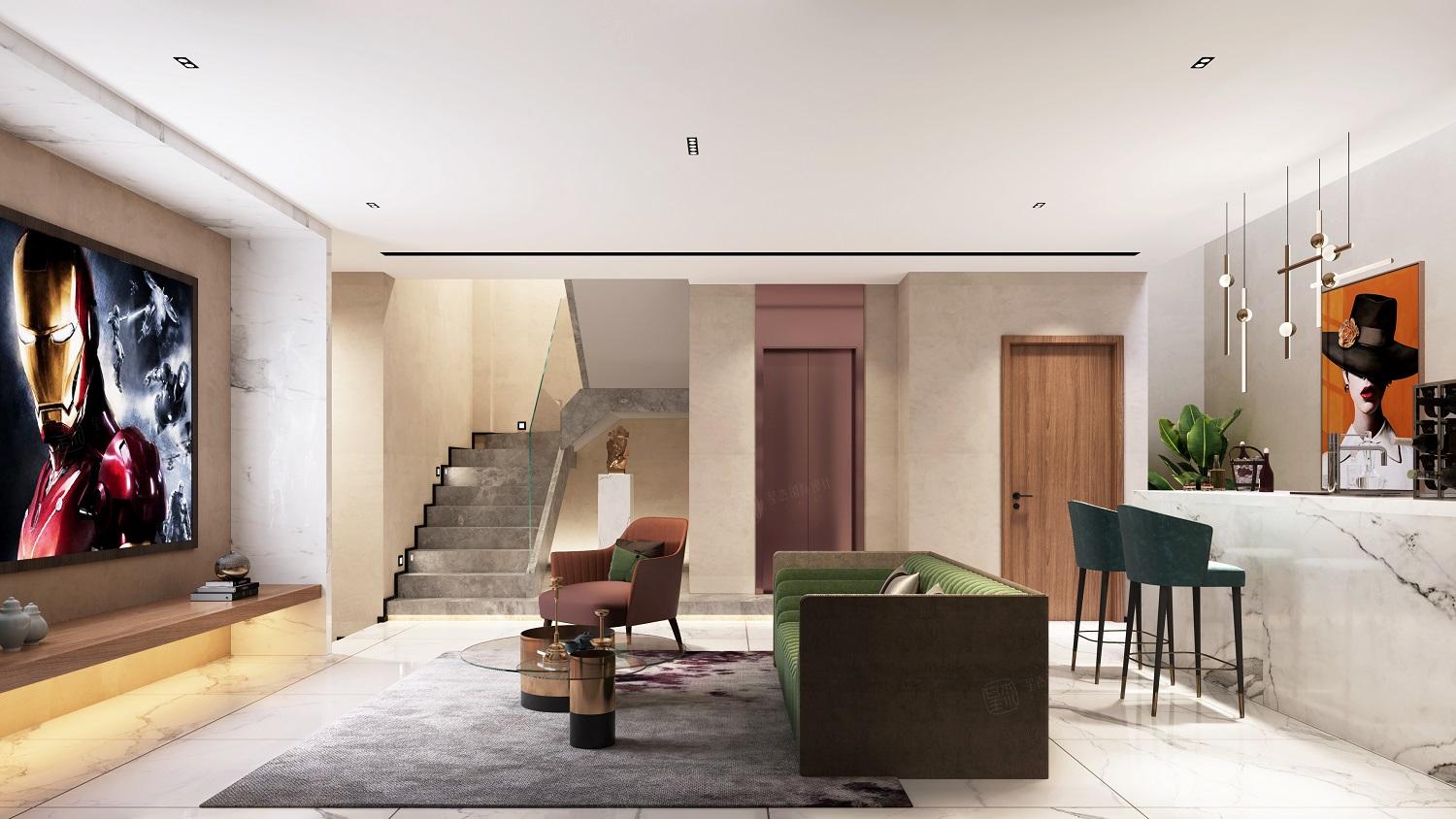 新中式装修地下室效果图