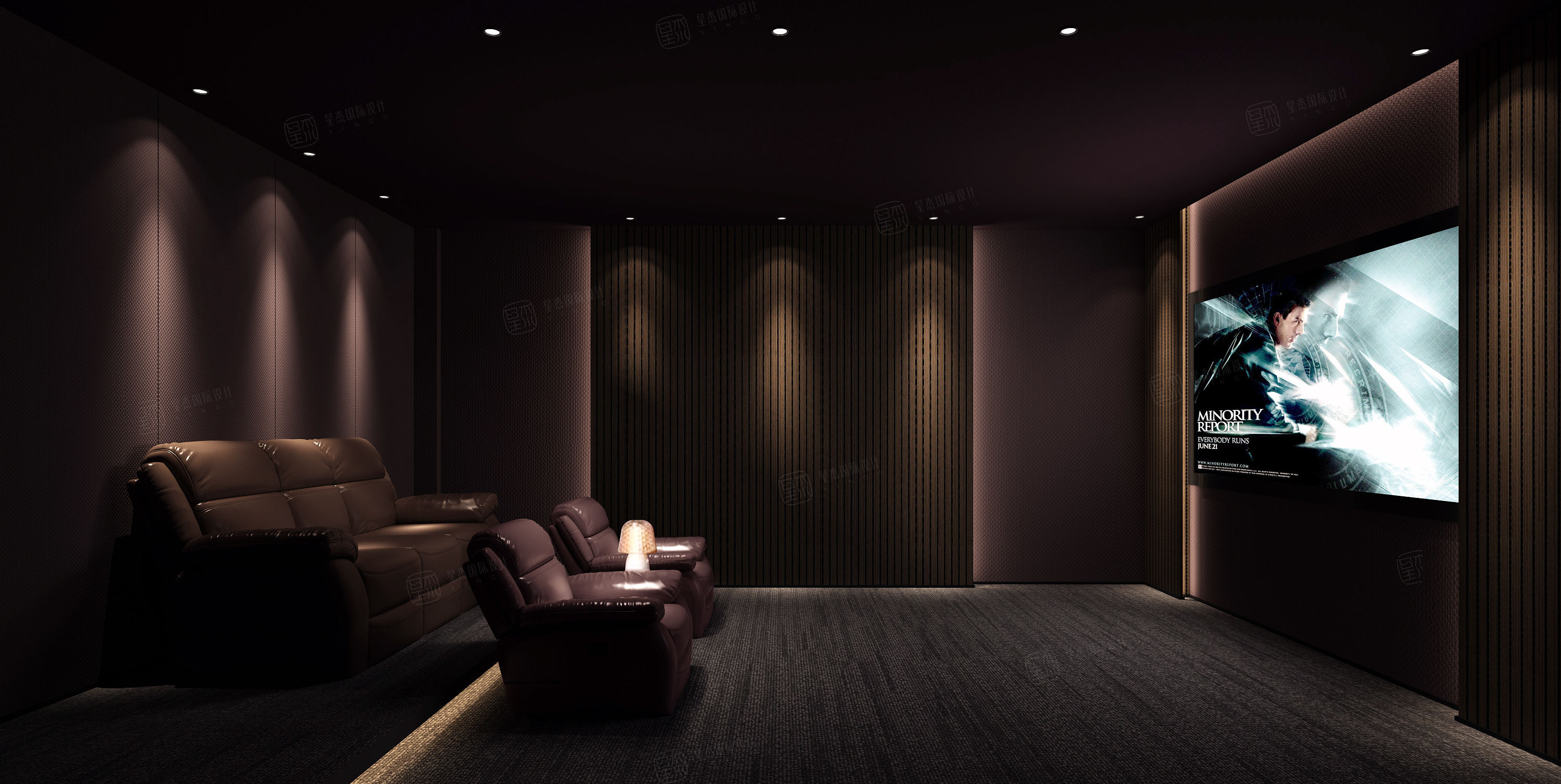 中建大公馆 美式轻奢装修影音室效果图