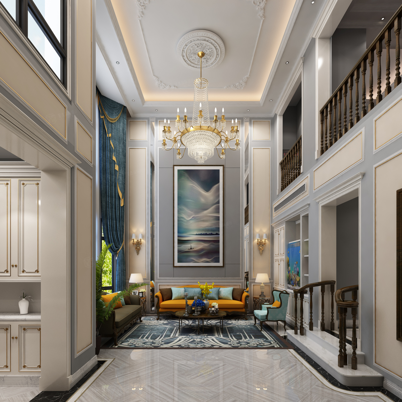 新古典风格-京基领墅户型图(1) 全部(9) 客厅(3) 电视背景墙(3) 中庭