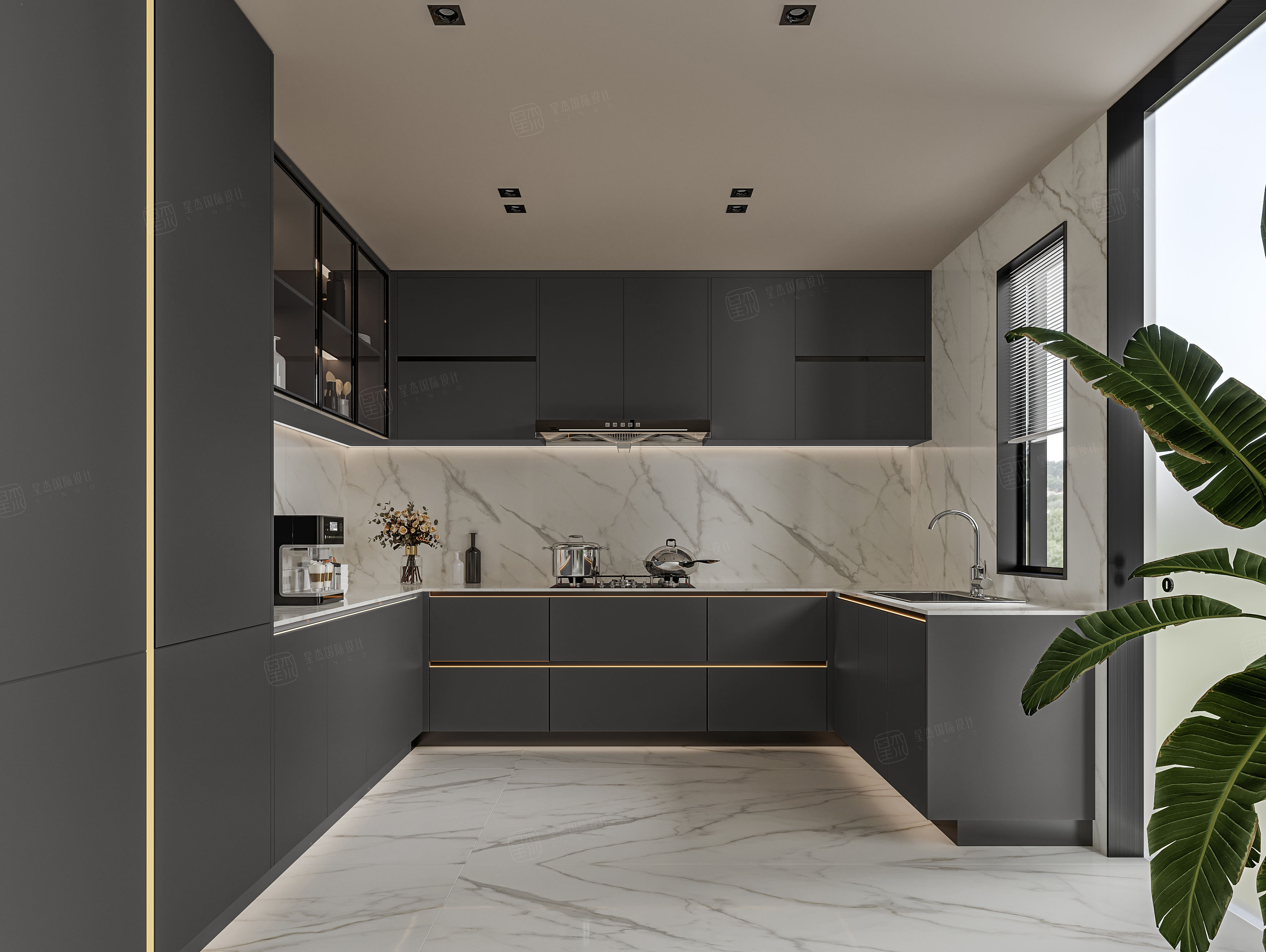 山水壹号 现代简约装修厨房效果图