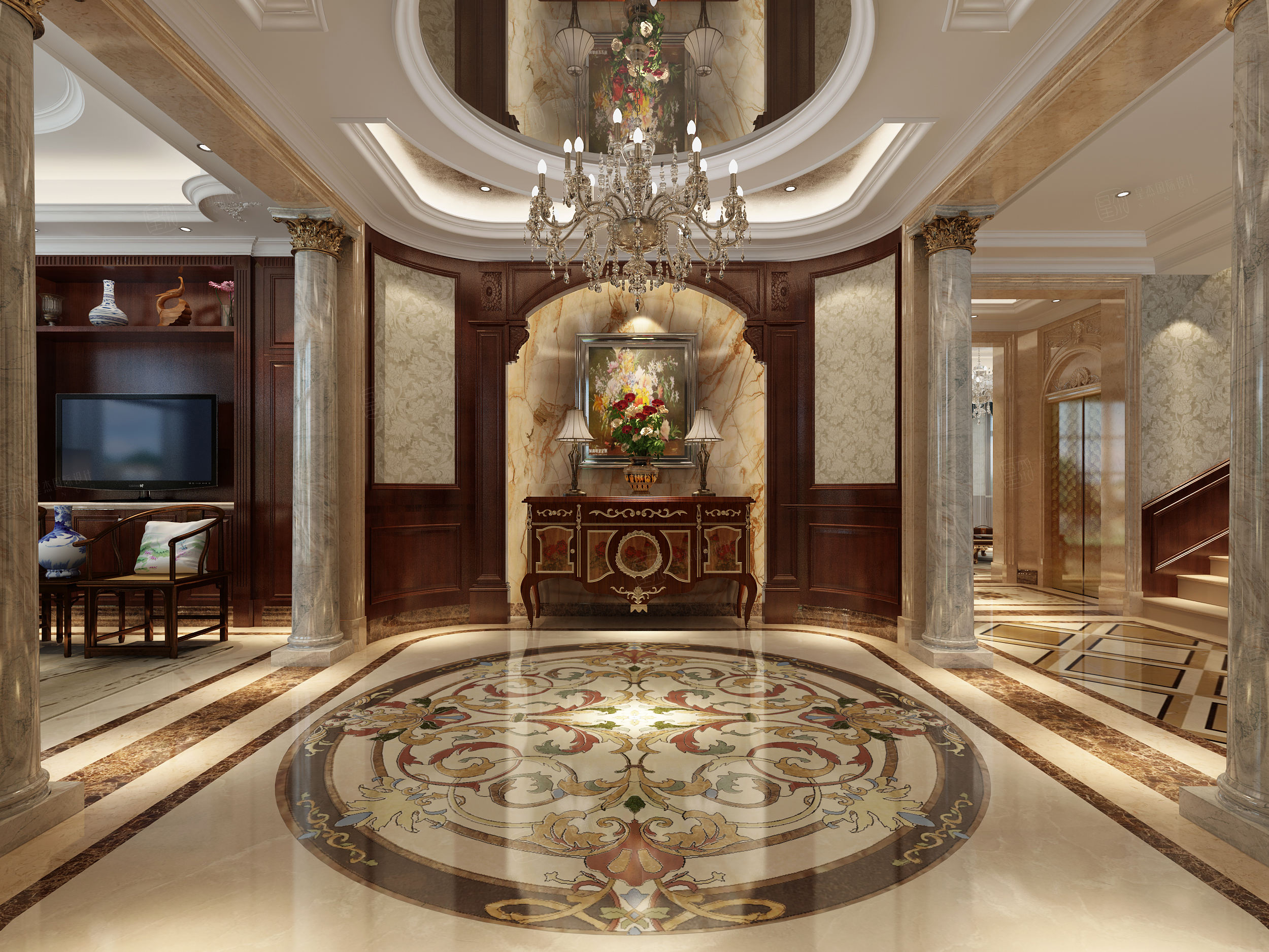 泰馨苑 欧式 装修门厅效果图