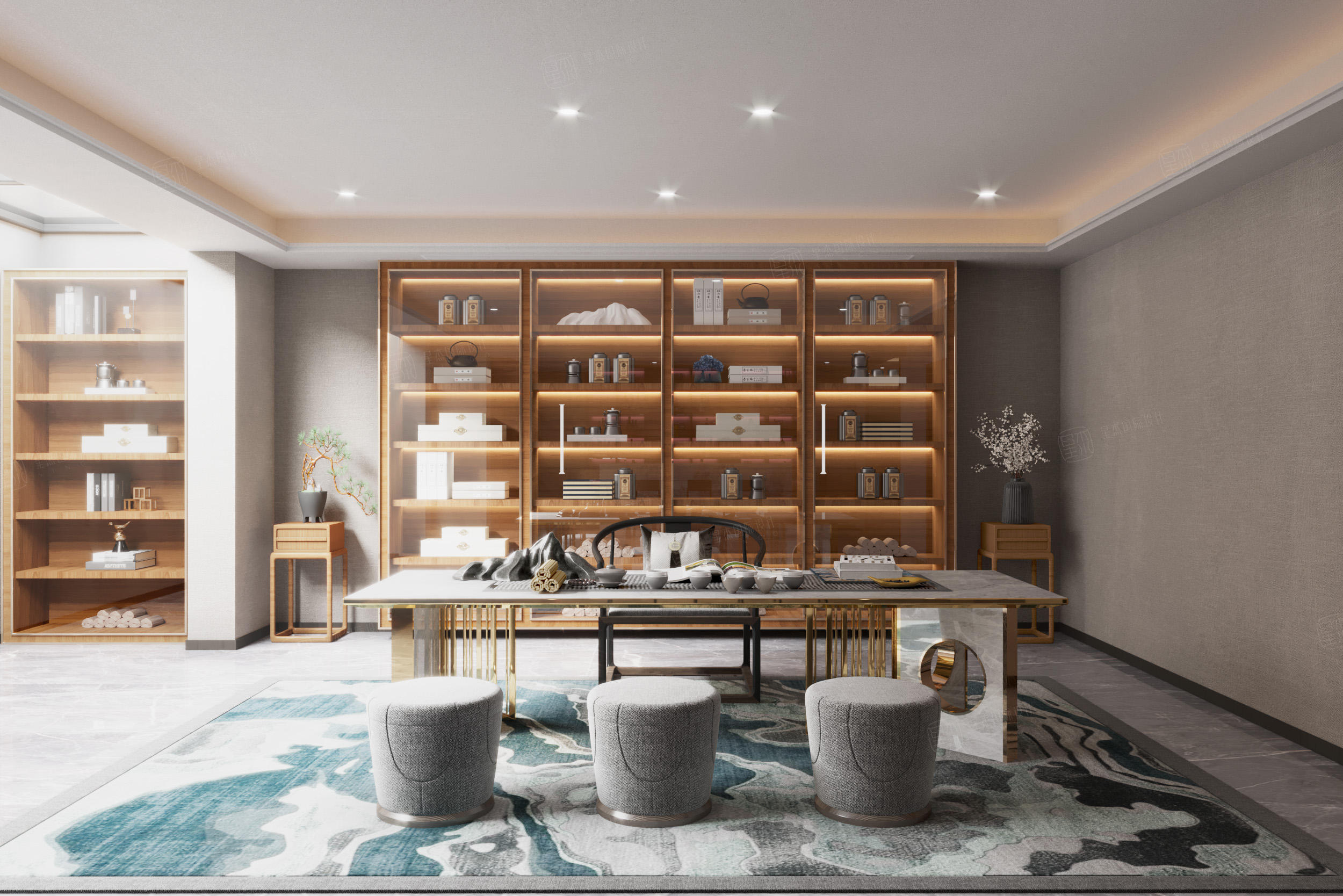 现代简约装修茶室效果图