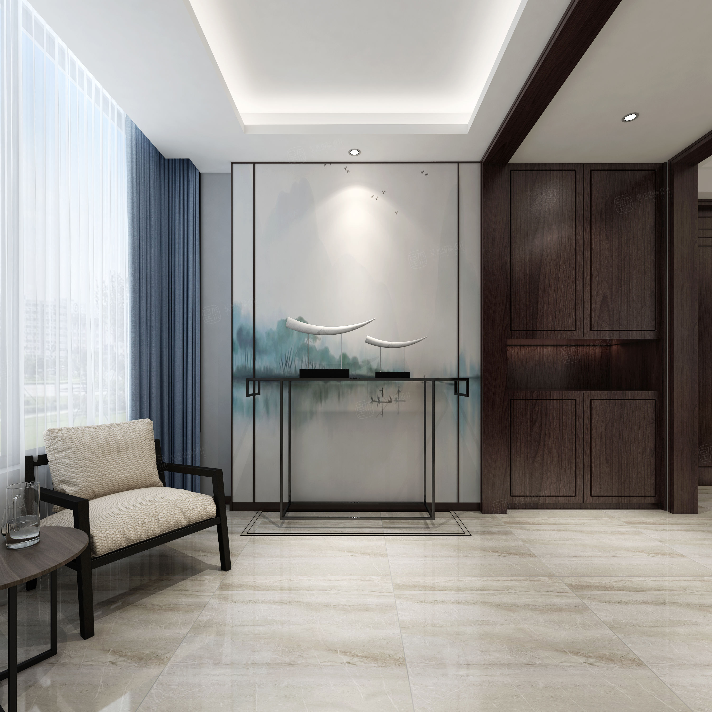 王昕 盛世东方 新中式装修玄关效果图