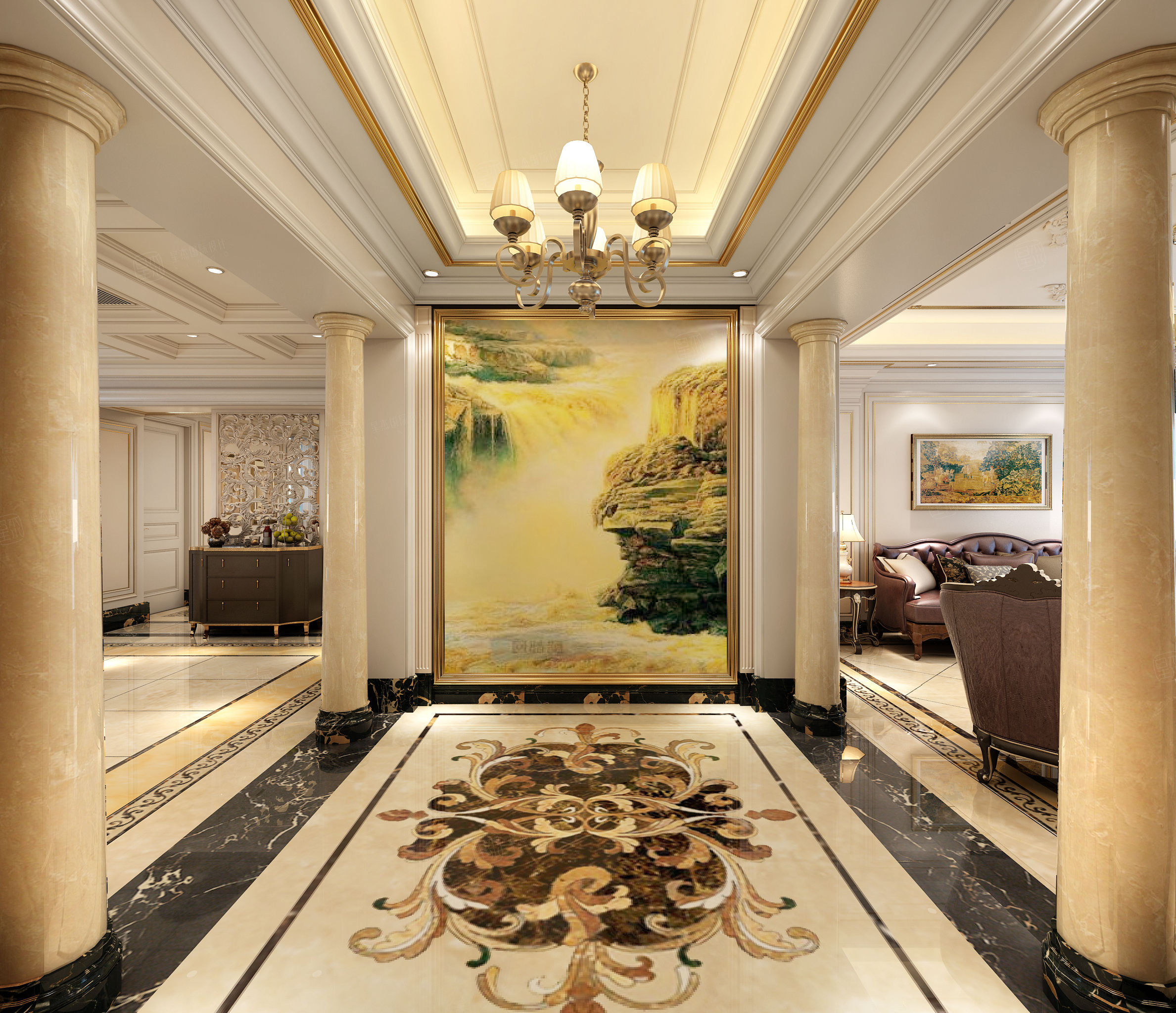 义乌浙铁玫瑰园 新古典装修玄关效果图