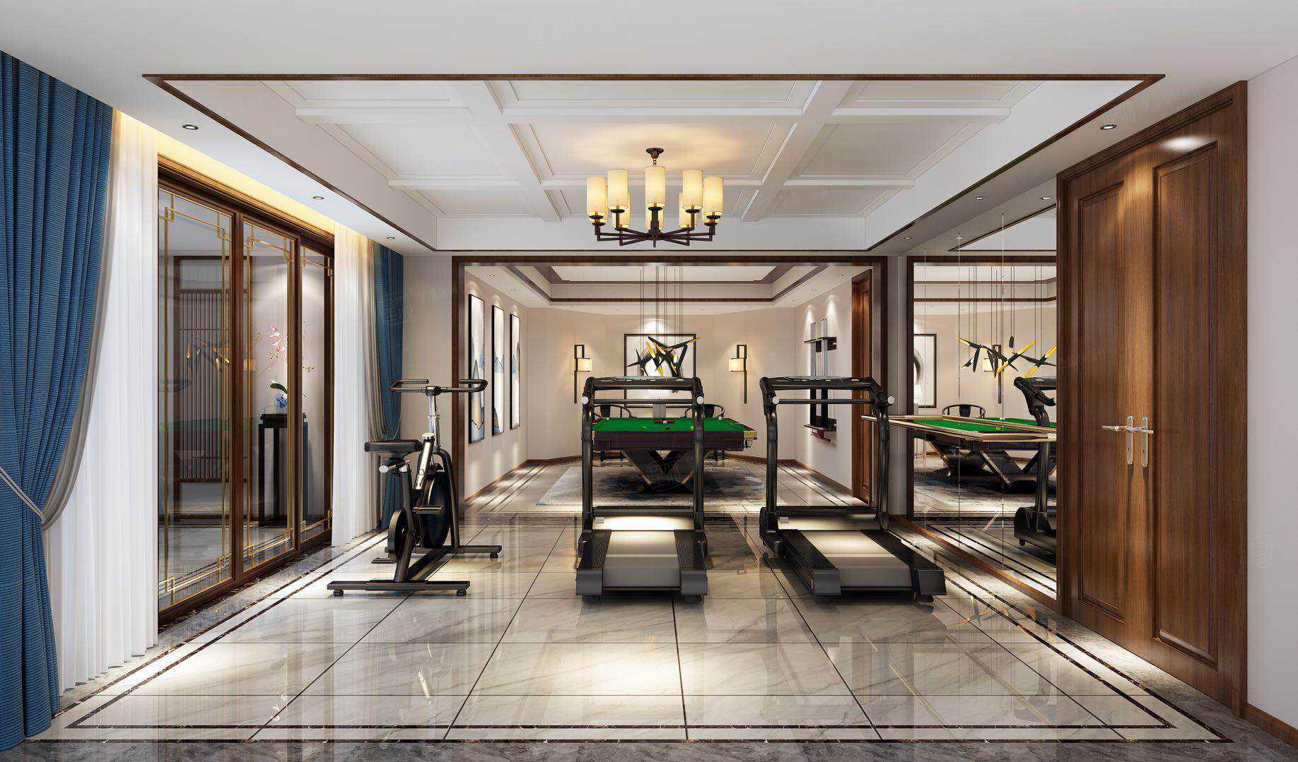中星红庐 现代中式装修健身房效果图