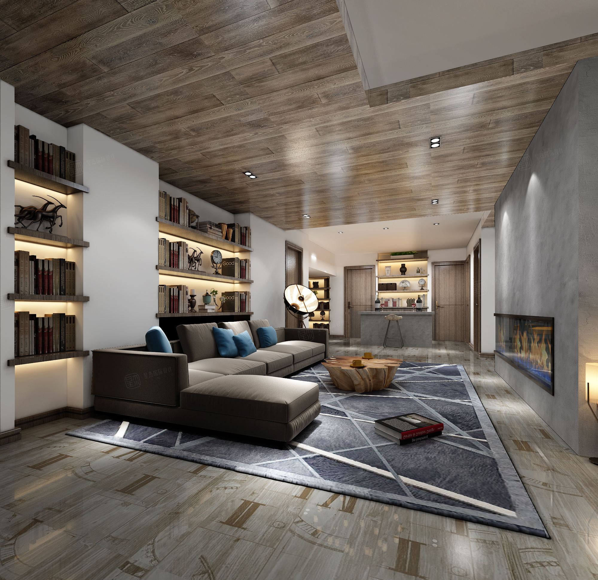 四季御庭 现代轻奢装修地下室效果图